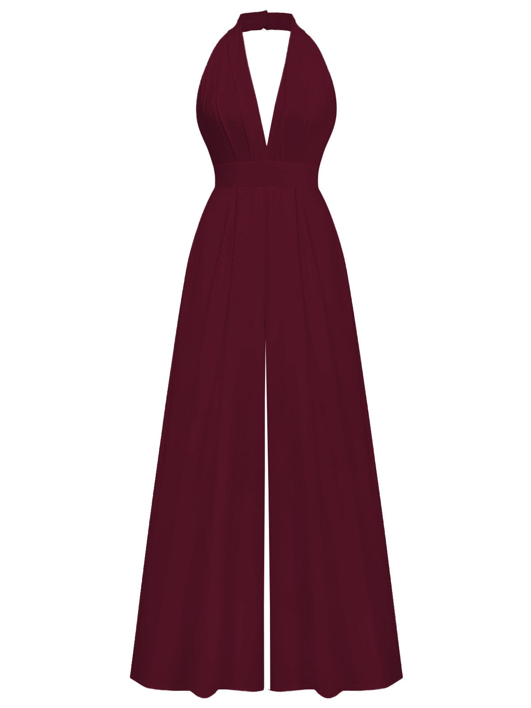 1970s Deep V-Neck Solid Super Wideleg Jumpsuit - vintage jumpsuit, retro fashion