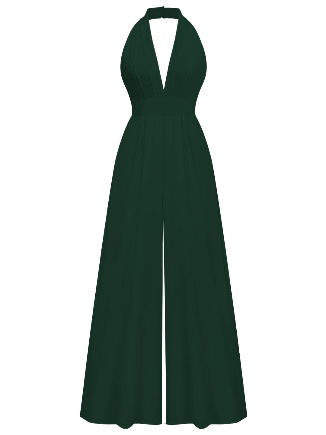 1970s Deep V-Neck Solid Super Wideleg Jumpsuit - vintage jumpsuit, retro fashion
