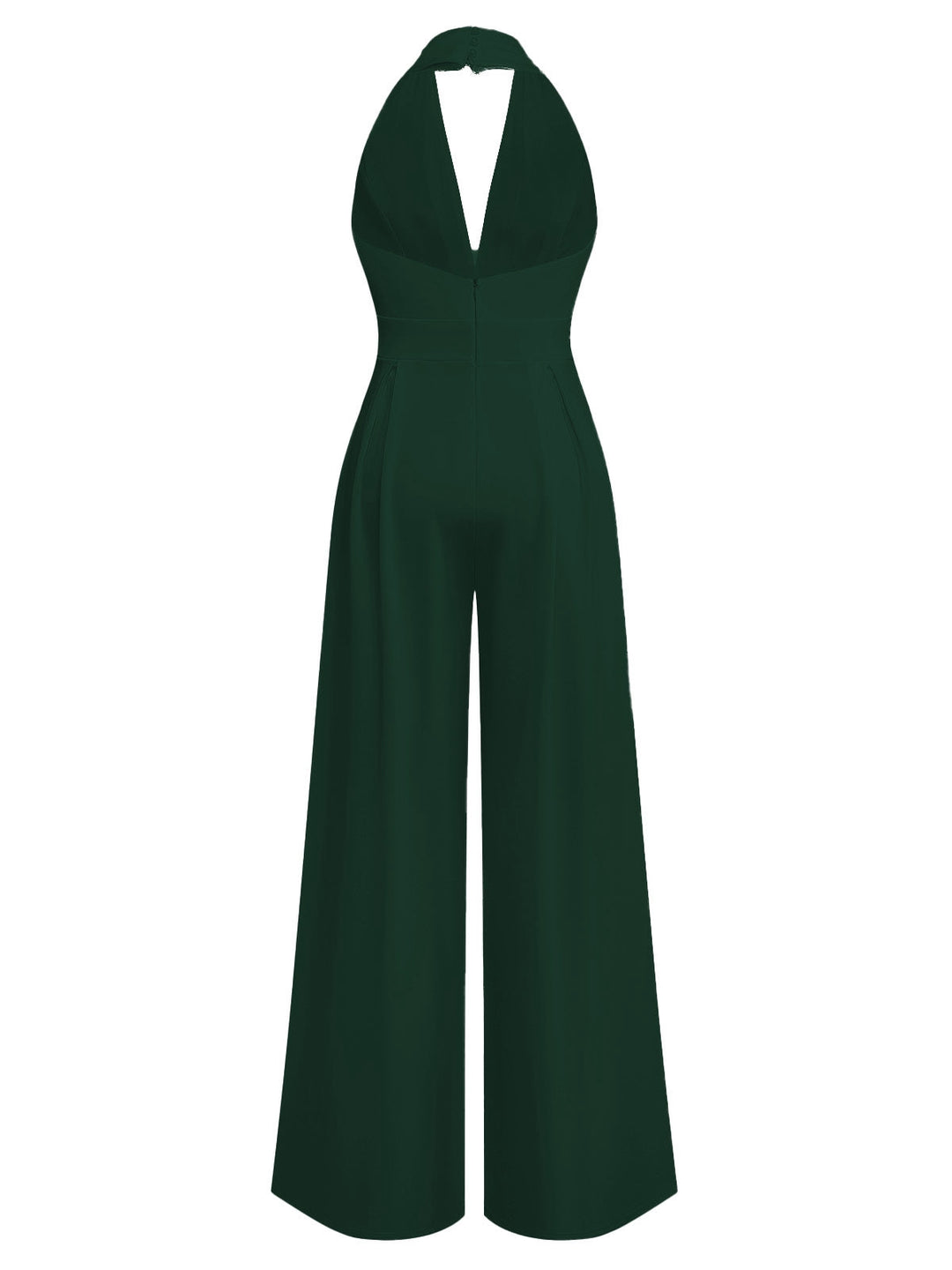 1970s Deep V-Neck Solid Super Wideleg Jumpsuit - vintage jumpsuit, retro fashion
