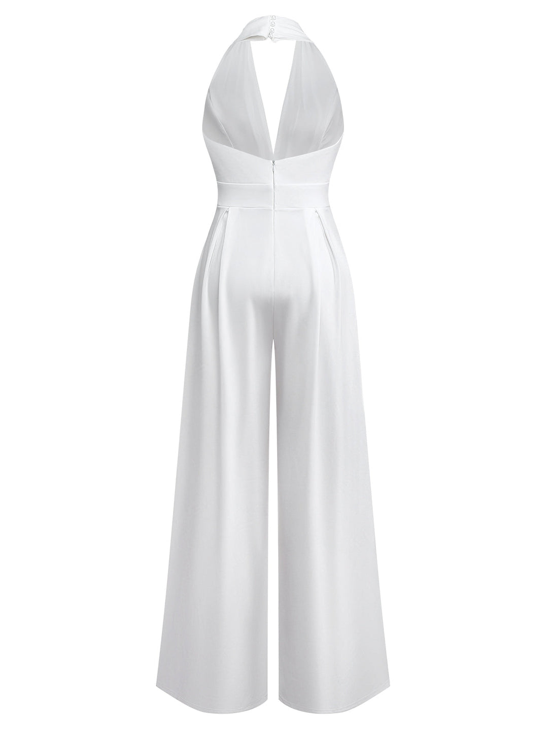 1970s Deep V-Neck Solid Super Wideleg Jumpsuit - vintage jumpsuit, retro fashion