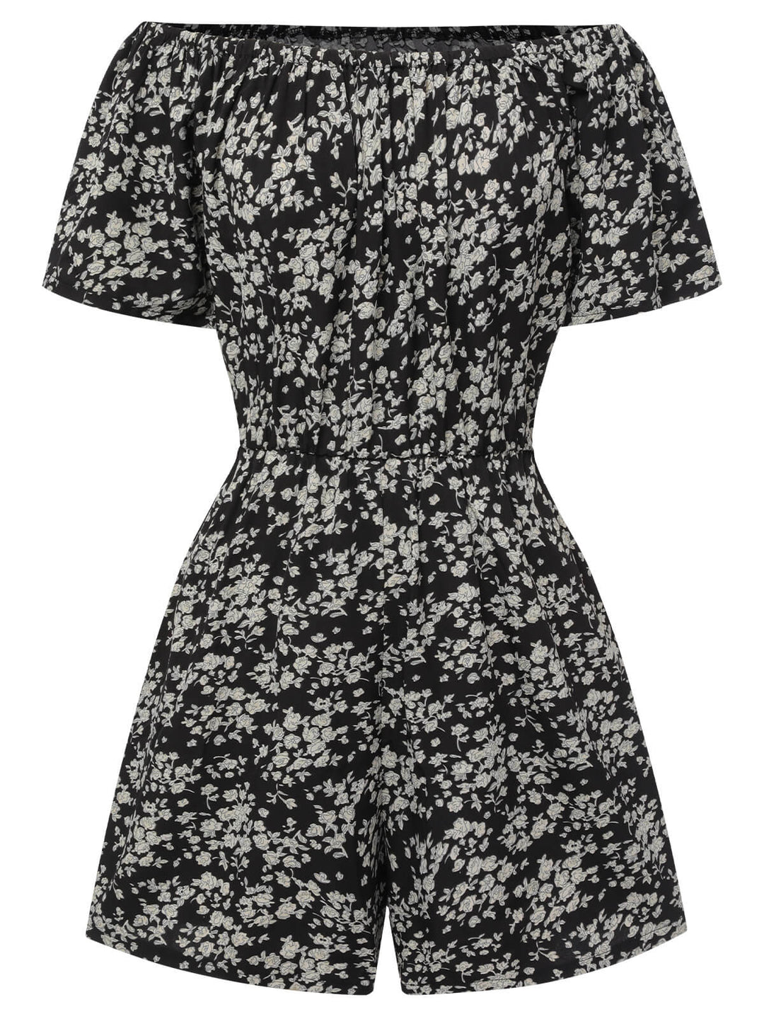 1970s Ditsy Floral Off-Shoulder Romper, vintage romper, retro jumpsuit - perfect for women who love vintage and retro fashion