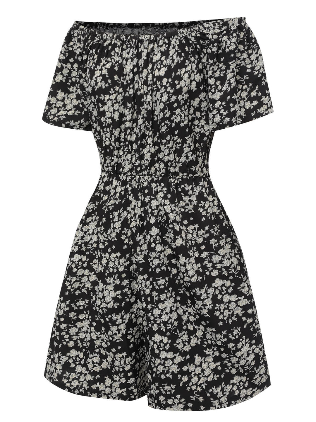 1970s Ditsy Floral Off-Shoulder Romper, vintage romper, retro jumpsuit - perfect for women who love vintage and retro fashion