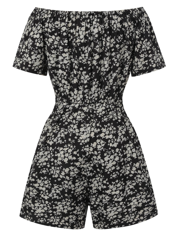 1970s Ditsy Floral Off-Shoulder Romper, vintage romper, retro jumpsuit - perfect for women who love vintage and retro fashion
