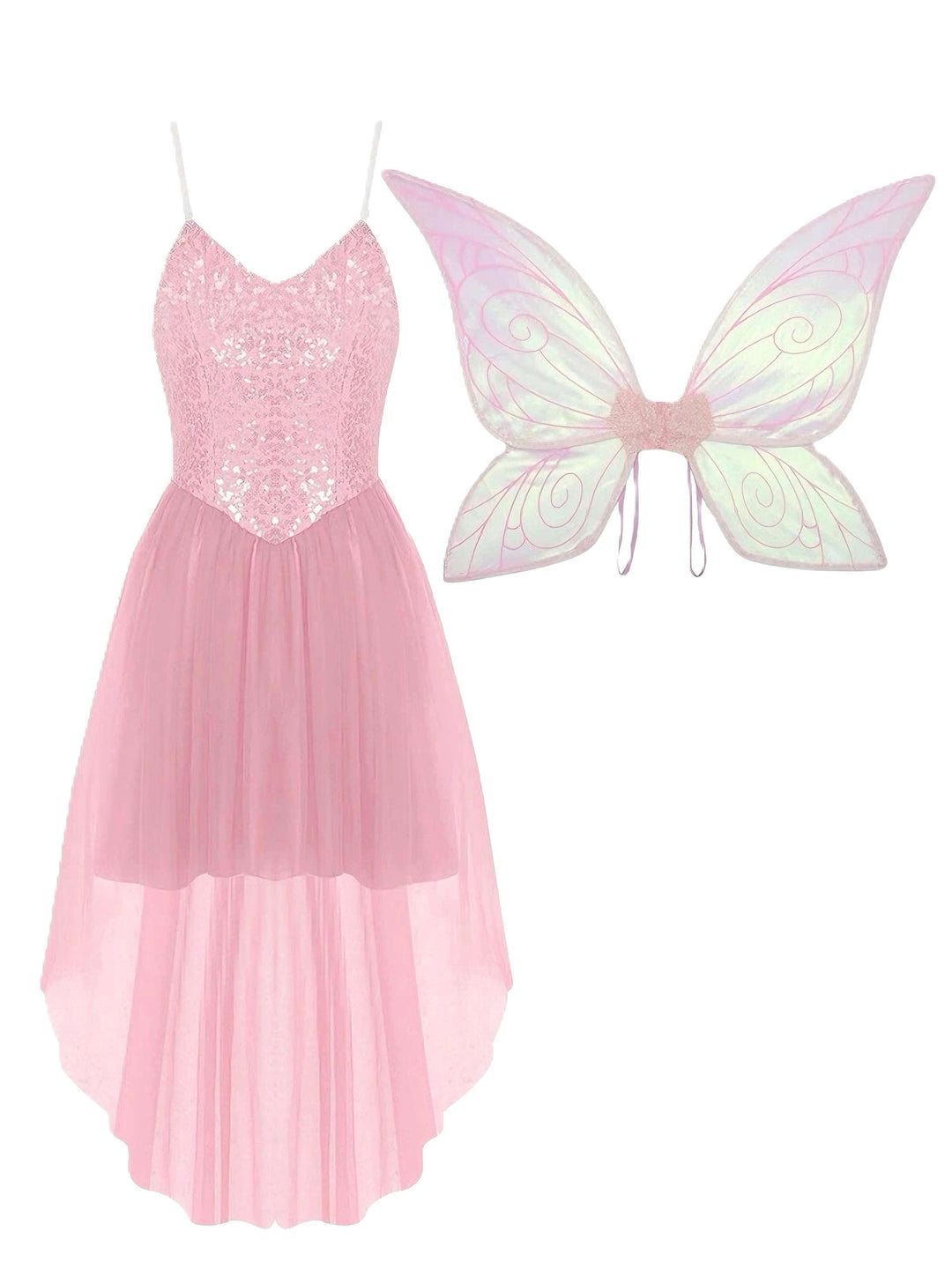 1970s Halloween Fairy Wings Sequin Tulle Costume Dress - vintage dress, retro fashion