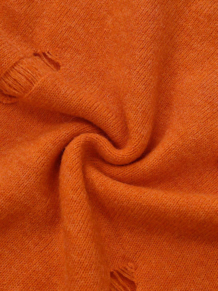 Orange 1970s Halloween Distressed Pumpkin Knit Hoodie Dress - vintage dress, retro fashion