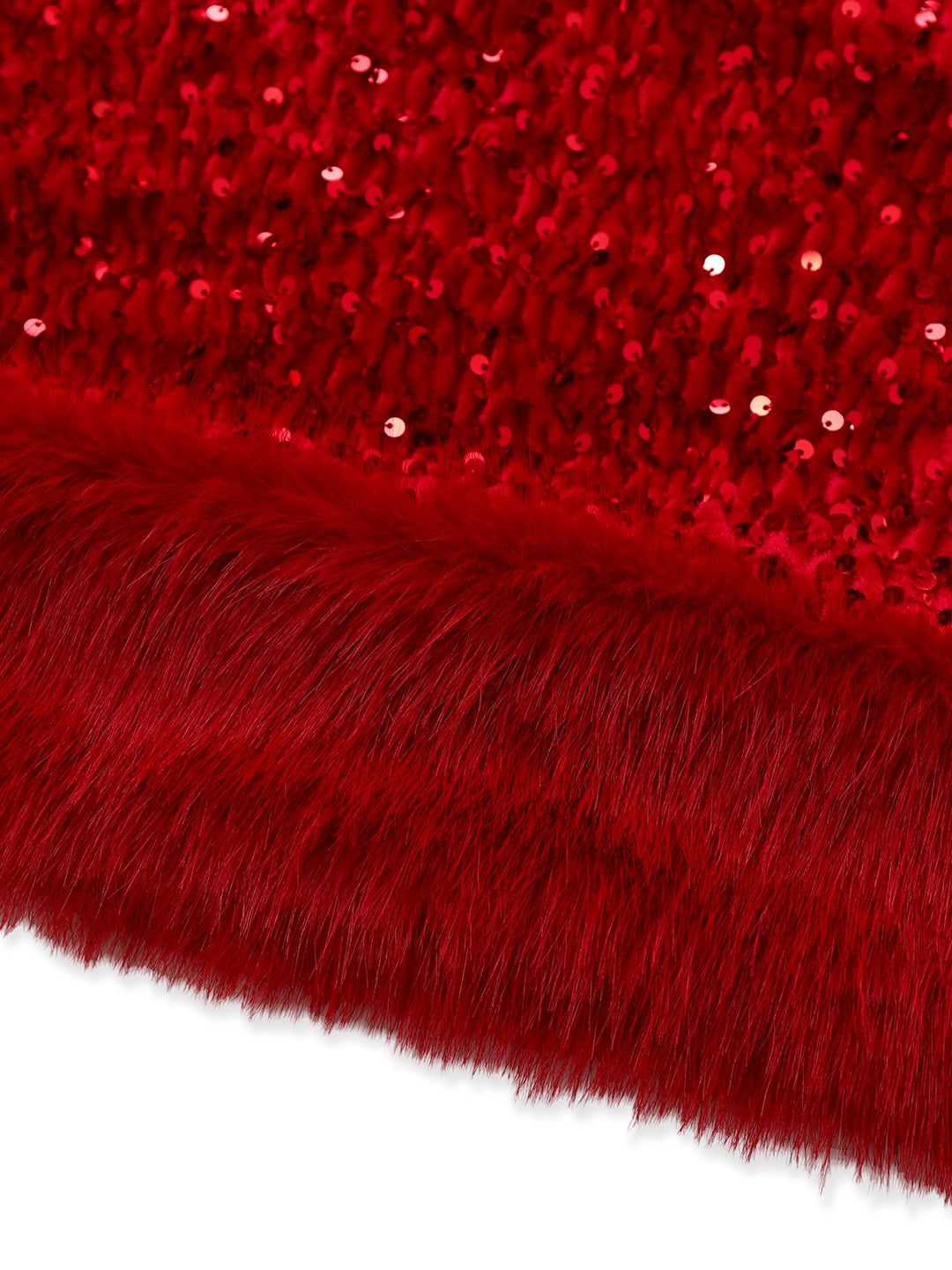 Red 1970s Velvet Sequin Faux Fur Trim Strapless Dress - vintage dress, retro fashion, elegant red