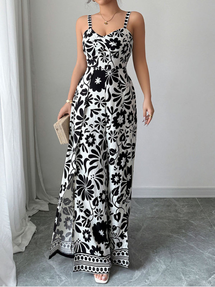 1970s Floral Boho Style Suspender Jumpsuit - vintage jumpsuit, retro fashion