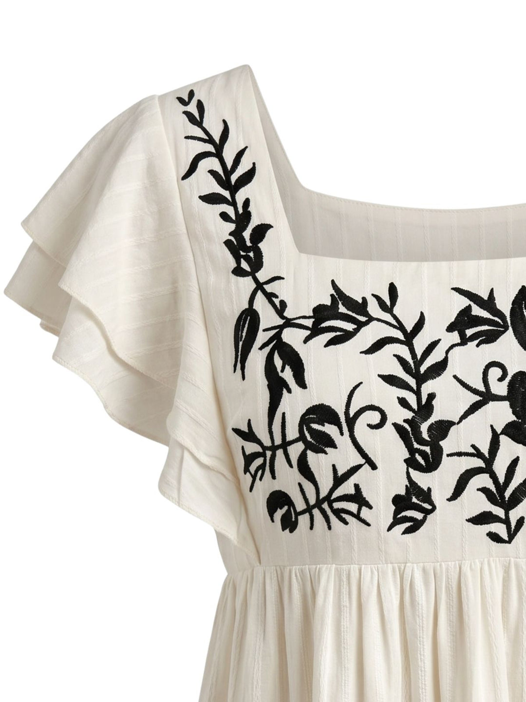 Floral Embroidered Flutter Sleeve Babydoll Top, vintage top, retro blouse - perfect for women who love vintage and retro fashion