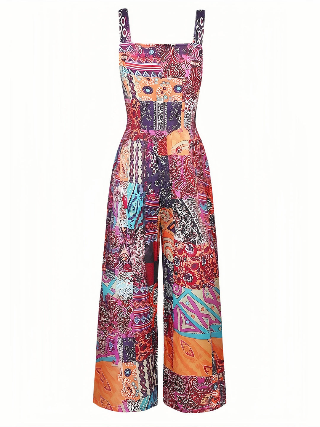 1970s Floral Square Neck Vintage Jumpsuit 2