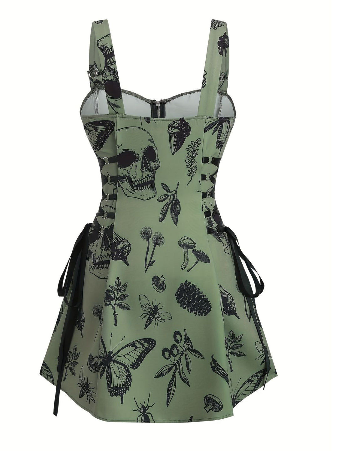 1970s Floral Steampunk Zipper Dress - vintage dress, retro fashion