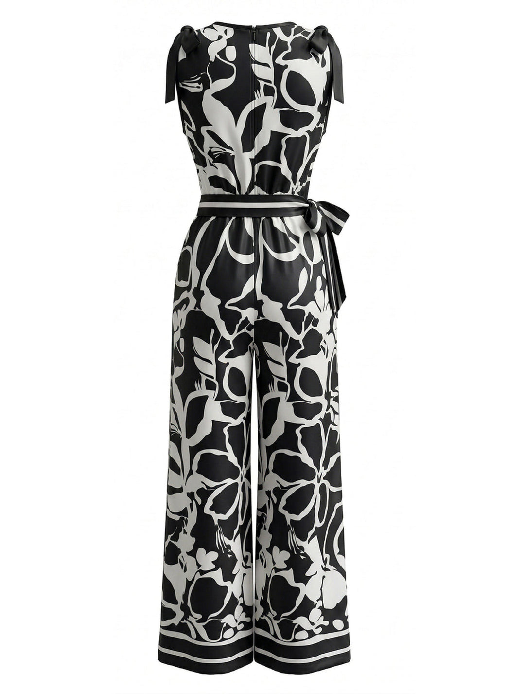 1970s Floral V-Neck Sleeveless Wide Leg Jumpsuit 3