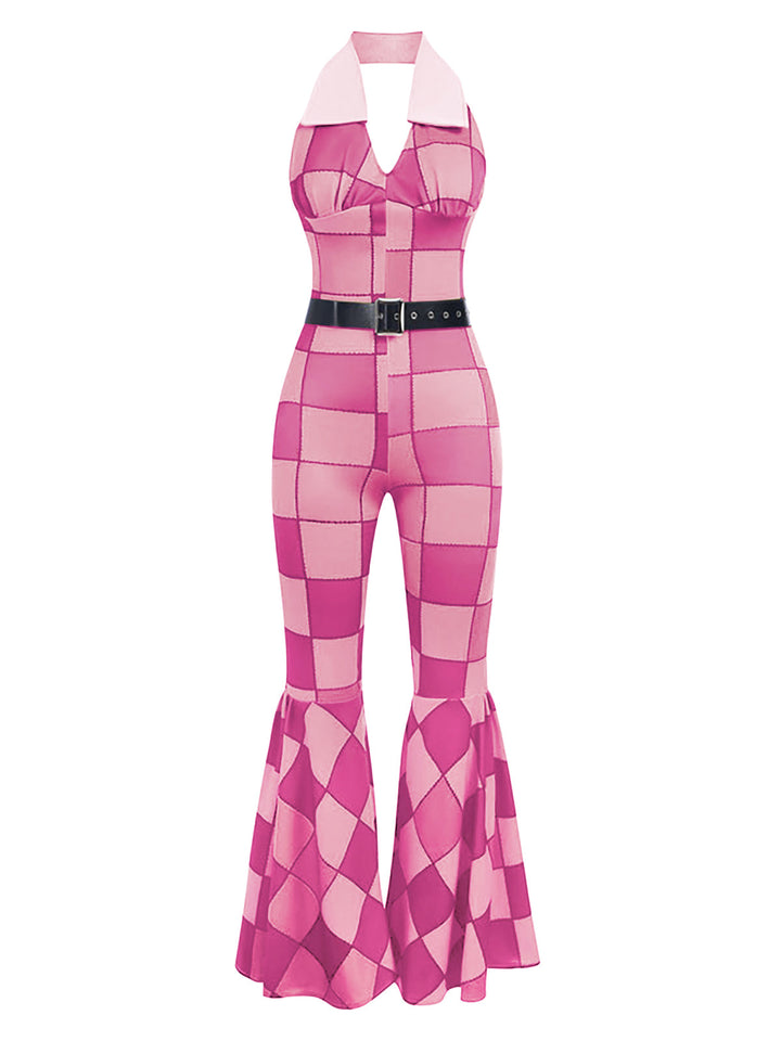 1970s Geometric Pattern Patchwork Halter Jumpsuit — 1970s vintage charm for her modern wardrobe