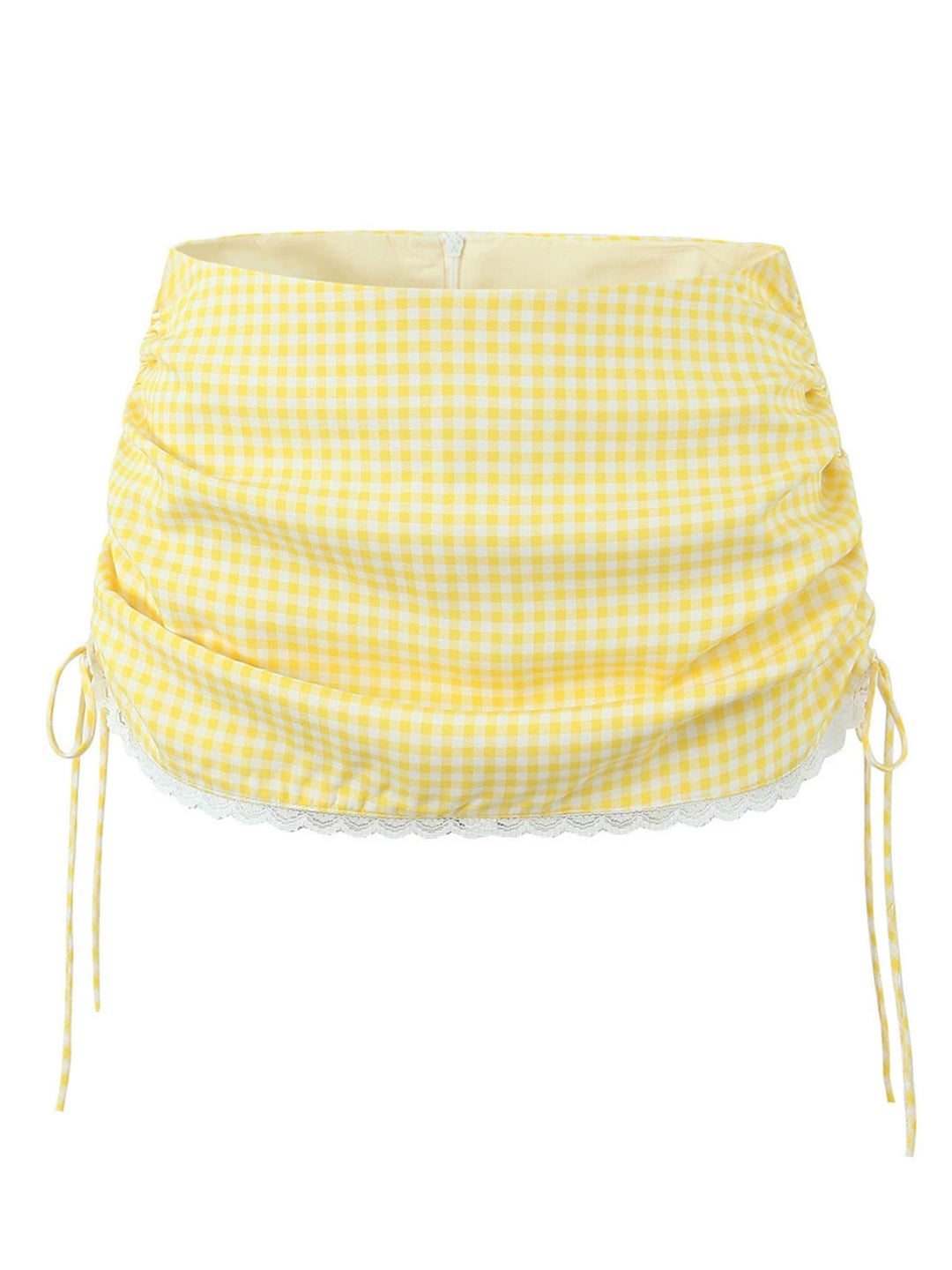 1970s Gingham Plaid Lace Bow Skirt - vintage skirt, retro style for vintage lovers