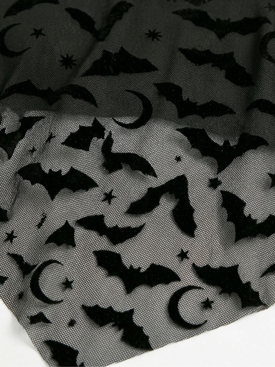 1970s Gothic Mesh Striped Bat Print Tankini Set - vintage fashion, retro style