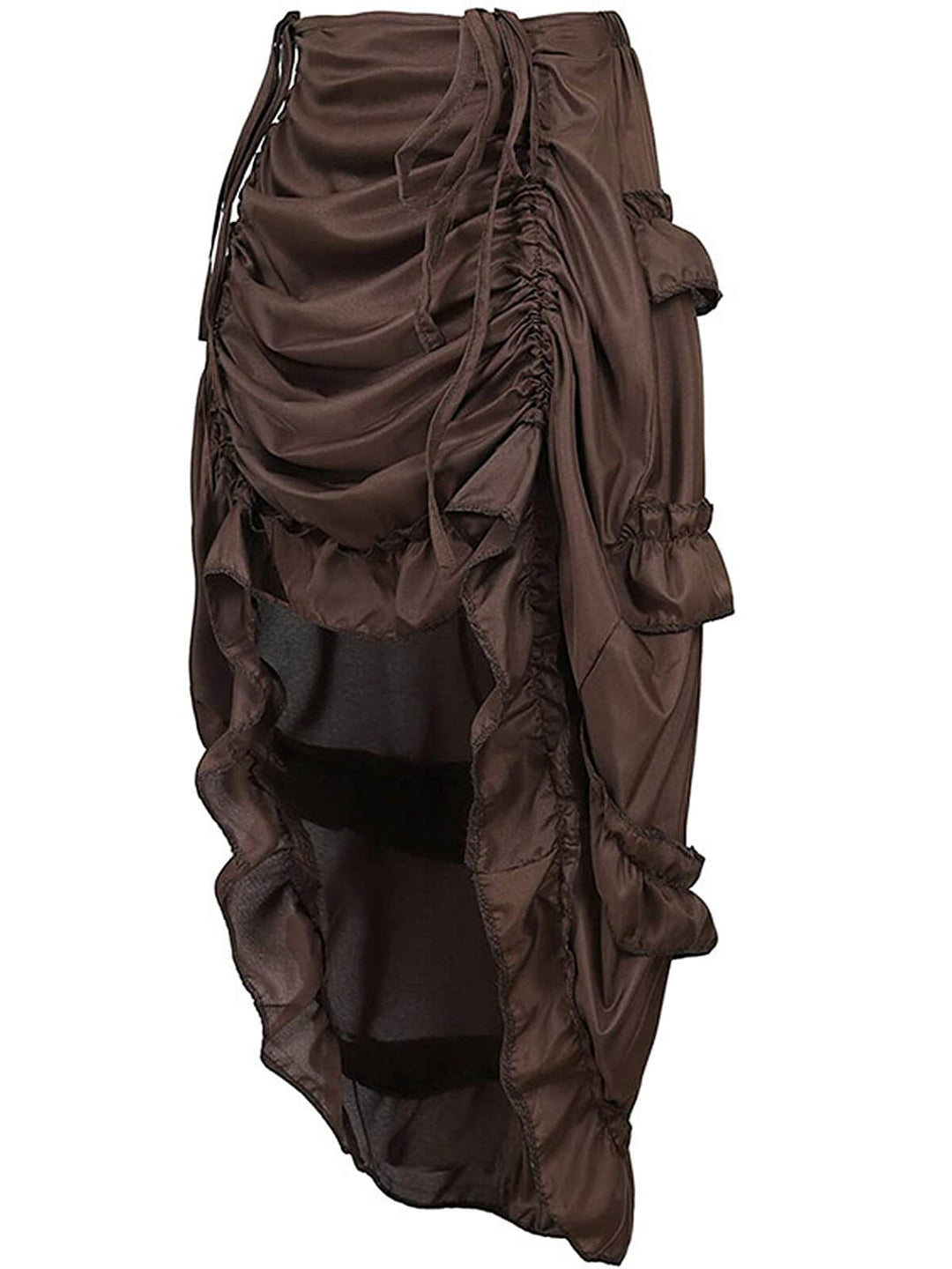 1970s Gothic Steampunk Wrinkle High Low Hem Skirt: 1970s grace for the woman who dances through life