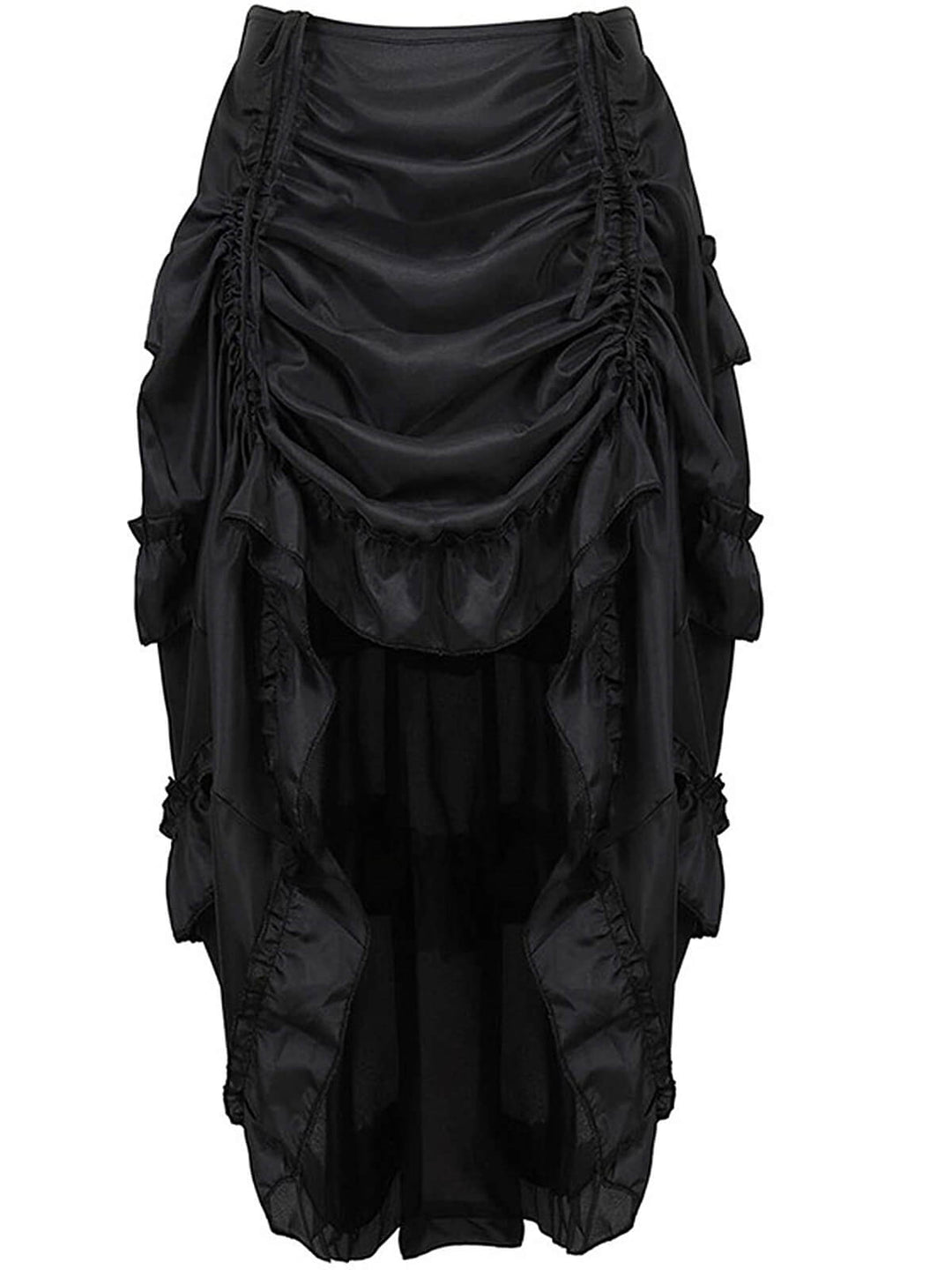 This 1970s Gothic Steampunk Wrinkle High Low Hem Skirt spins 1970s stories with every step