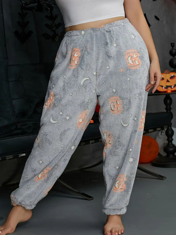Halloween Glowing Pumpkin Ghost Pajama Pants - vintage fashion, retro style