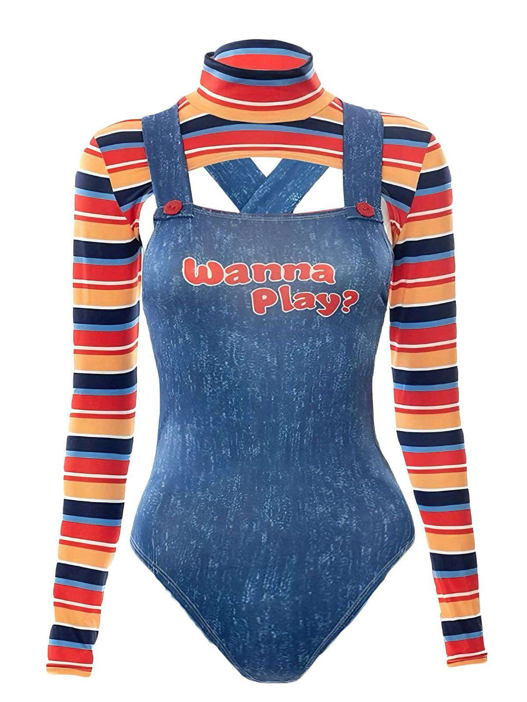 1970s Halloween Striped Costume Bodysuit - vintage fashion, retro style