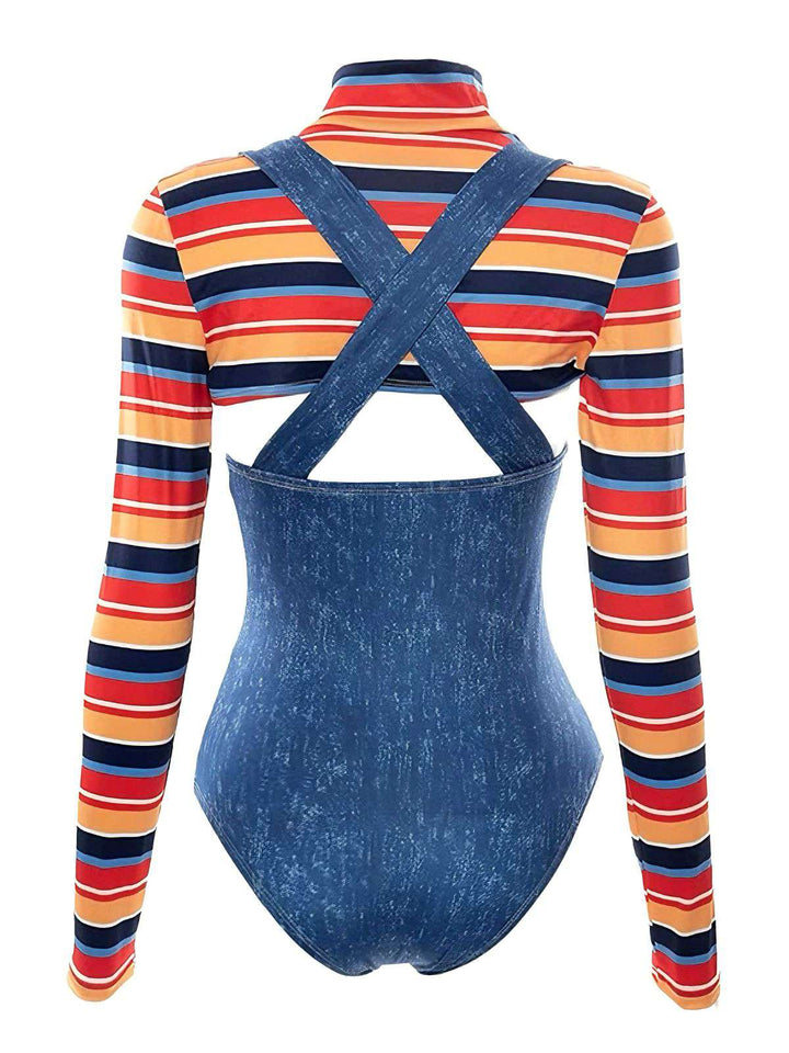 1970s Halloween Striped Costume Bodysuit - vintage fashion, retro style