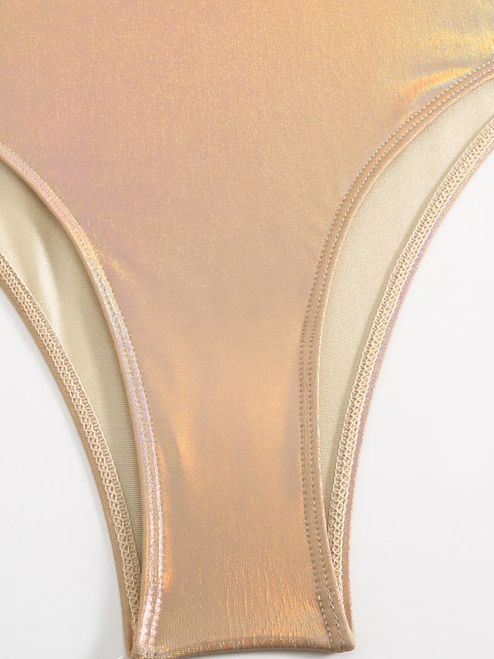 1970s Halter Cut-Out Metallic One-Piece Swimsuit, vintage swimsuit, pin-up swimwear - perfect for women who love vintage and retro fashion