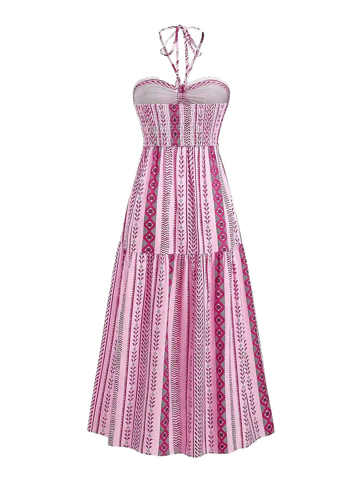 1970s Halter Ethnic Print Boho Dress - vintage dress, retro fashion