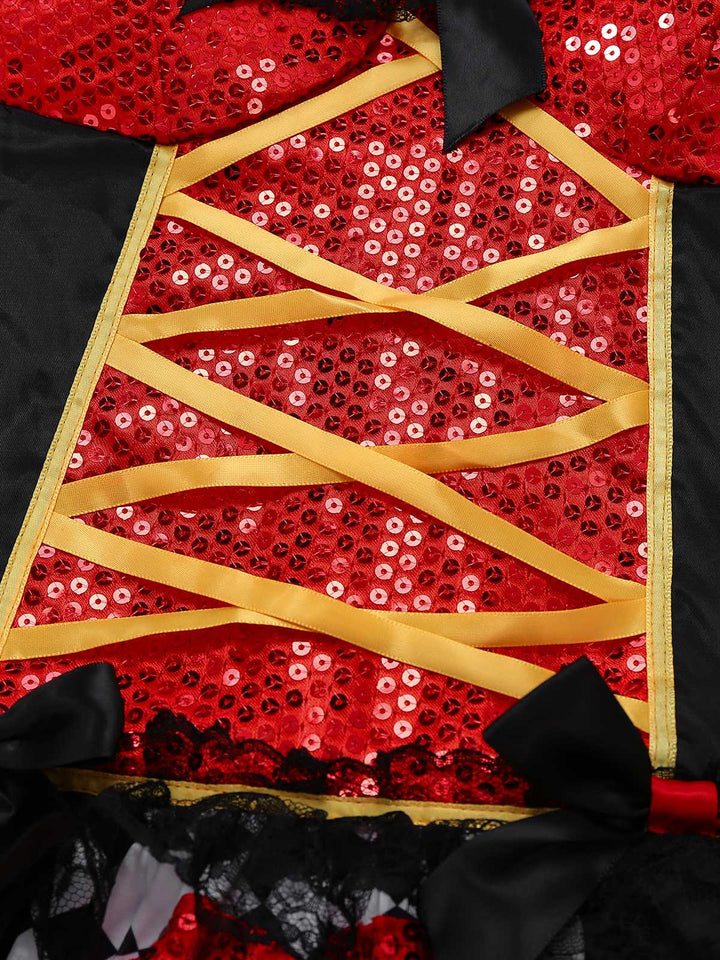 1970s Halter Halloween Queen Of Hearts Sequined Costume - vintage fashion, retro style