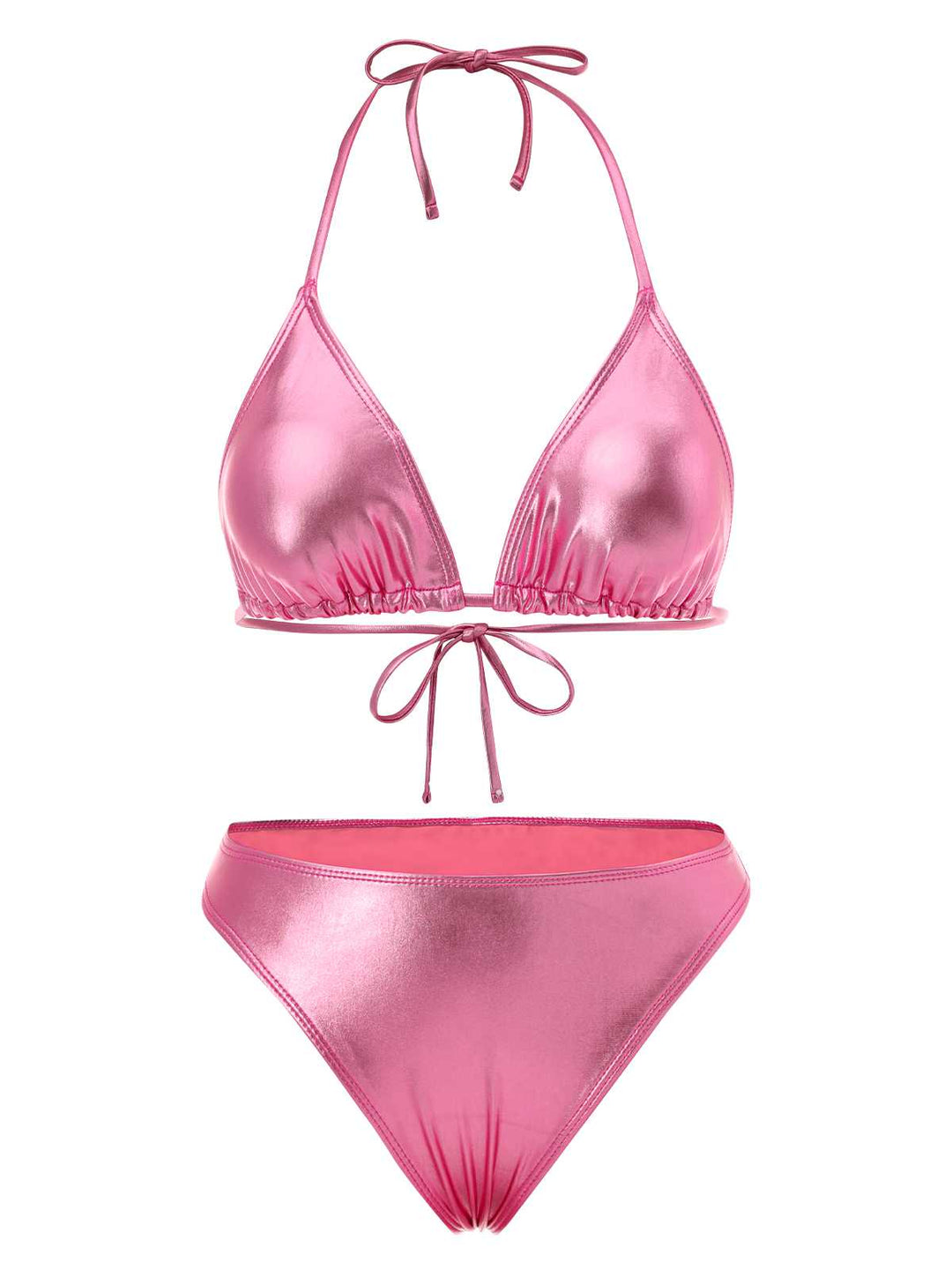 1970s Halter Metallic Bikini &amp; Ruched Cover-Up: 1970s Riviera elegance, reimagined for her