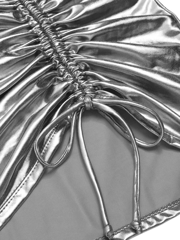 1970s Halter Metallic Bikini &amp; Ruched Cover-Up — because 1970s glamour never goes out of style