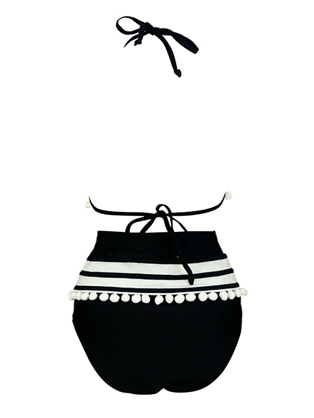 1970s Halter Patchwork Pom Pom Swimsuit, vintage swimsuit, pin-up swimwear - perfect for women who love vintage and retro fashion