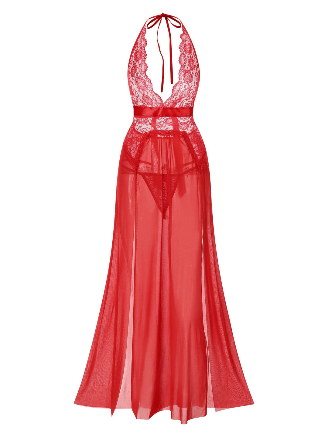 Halter Sheer Lace Slit | | vintage dress, retro fashion