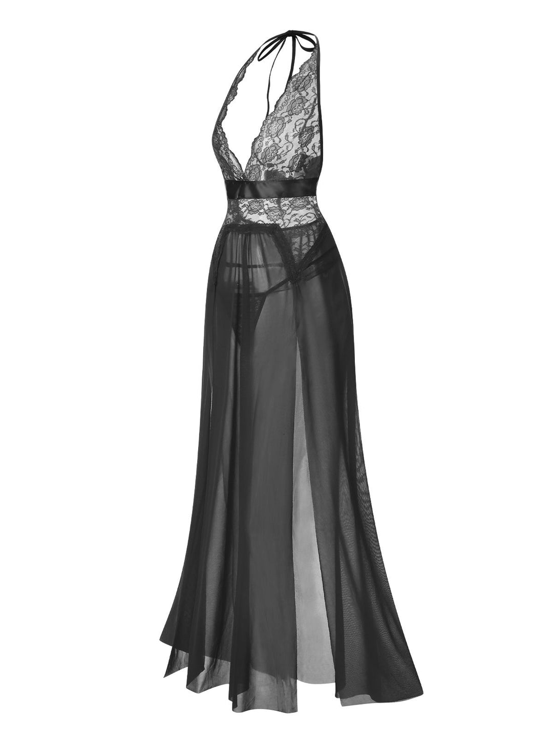 Halter Sheer Lace Slit | | vintage dress, retro fashion