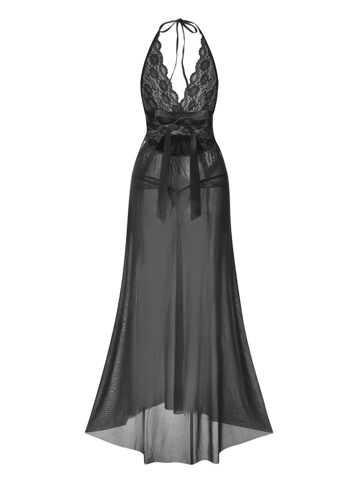 Halter Sheer Lace Slit | | vintage dress, retro fashion