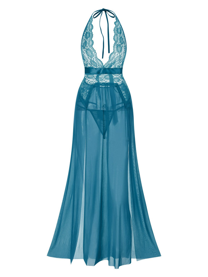 Halter Sheer Lace Slit | | vintage dress, retro fashion