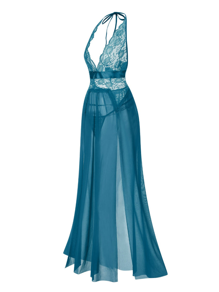 Halter Sheer Lace Slit | | vintage dress, retro fashion
