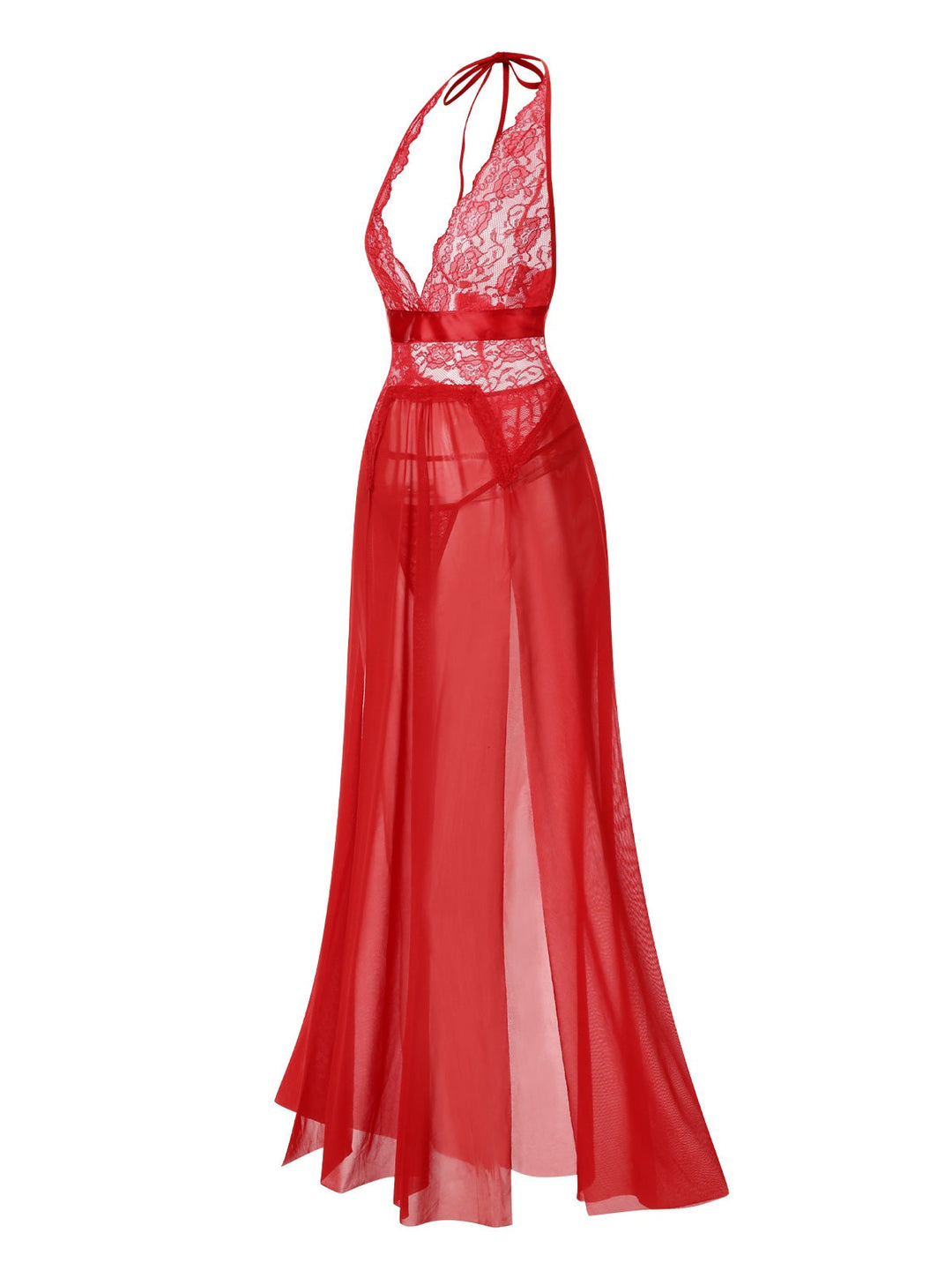 Halter Sheer Lace Slit | | vintage dress, retro fashion