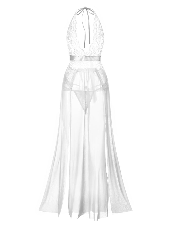 Halter Sheer Lace Slit | | vintage dress, retro fashion