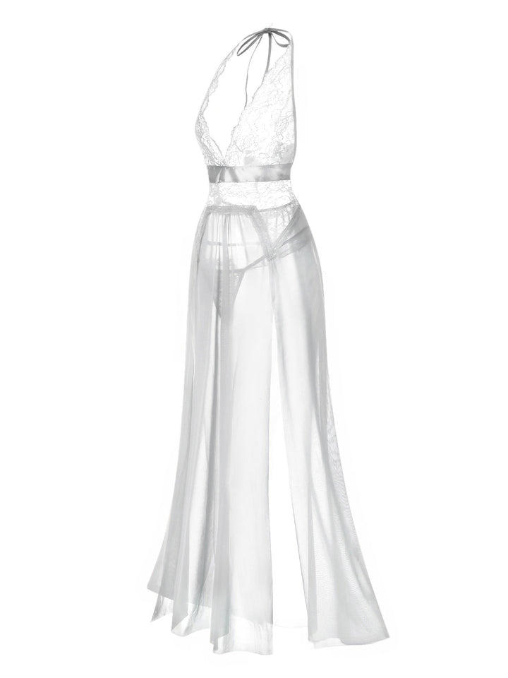 Halter Sheer Lace Slit | | vintage dress, retro fashion