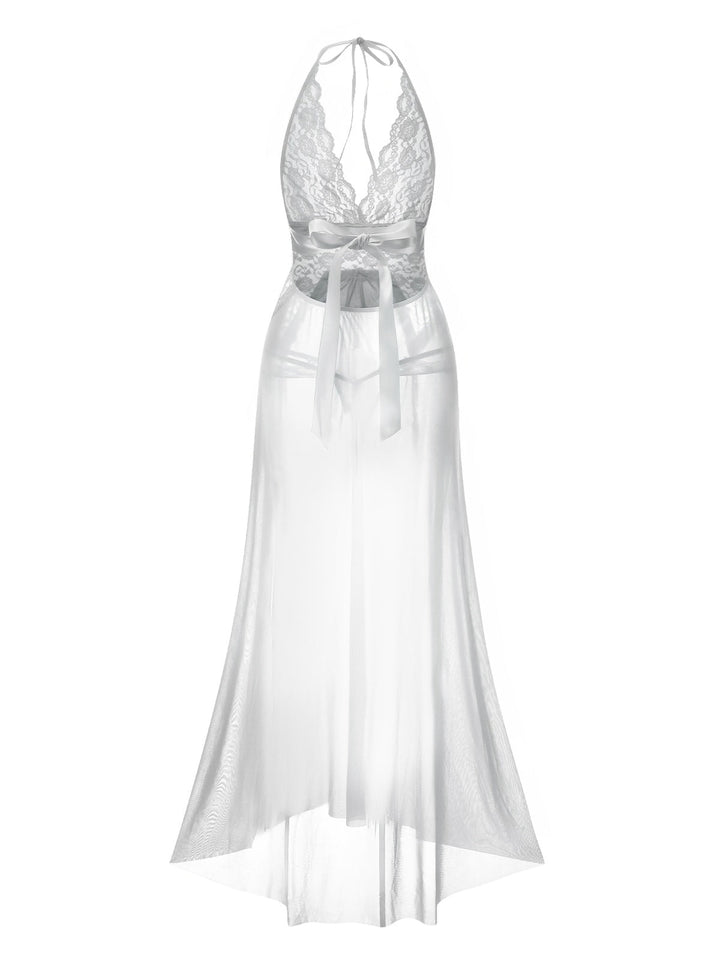 Halter Sheer Lace Slit | | vintage dress, retro fashion