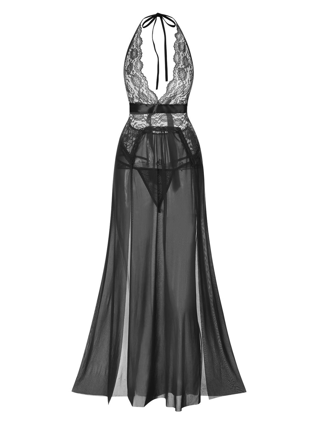 Halter Sheer Lace Slit | | vintage dress, retro fashion