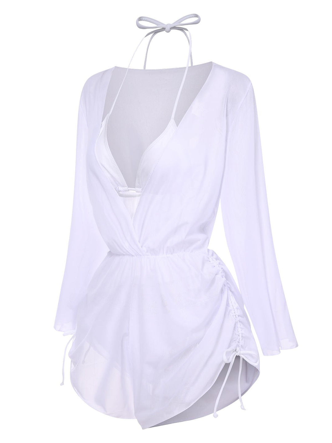 1970s Halter Solid Bikini Set &amp; Cover Up - vintage fashion, retro style