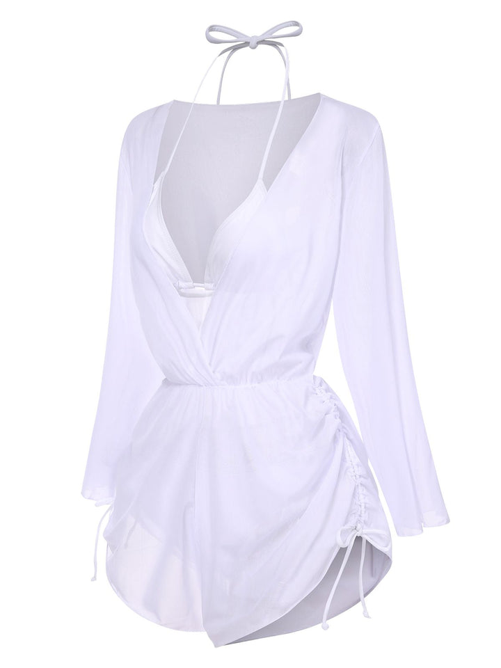 1970s Halter Solid Bikini Set &amp; Cover Up - vintage fashion, retro style