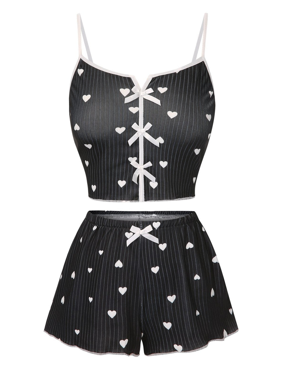 Heart Bow Spaghetti Strap Pajamas, vintage pajamas, retro nightwear - perfect for women who love vintage and retro fashion