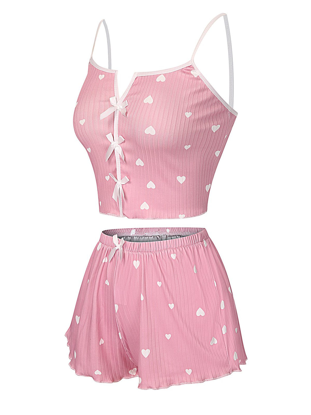 Heart Bow Spaghetti Strap Pajamas, vintage pajamas, retro nightwear - perfect for women who love vintage and retro fashion