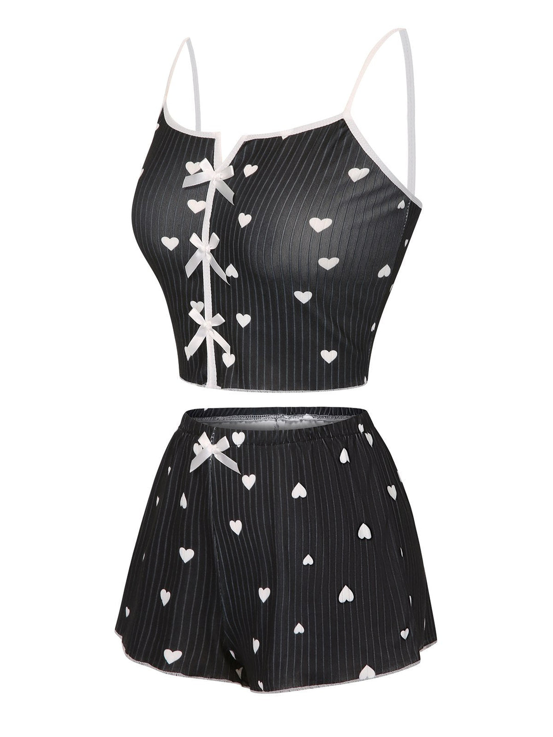 Heart Bow Spaghetti Strap Pajamas, vintage pajamas, retro nightwear - perfect for women who love vintage and retro fashion