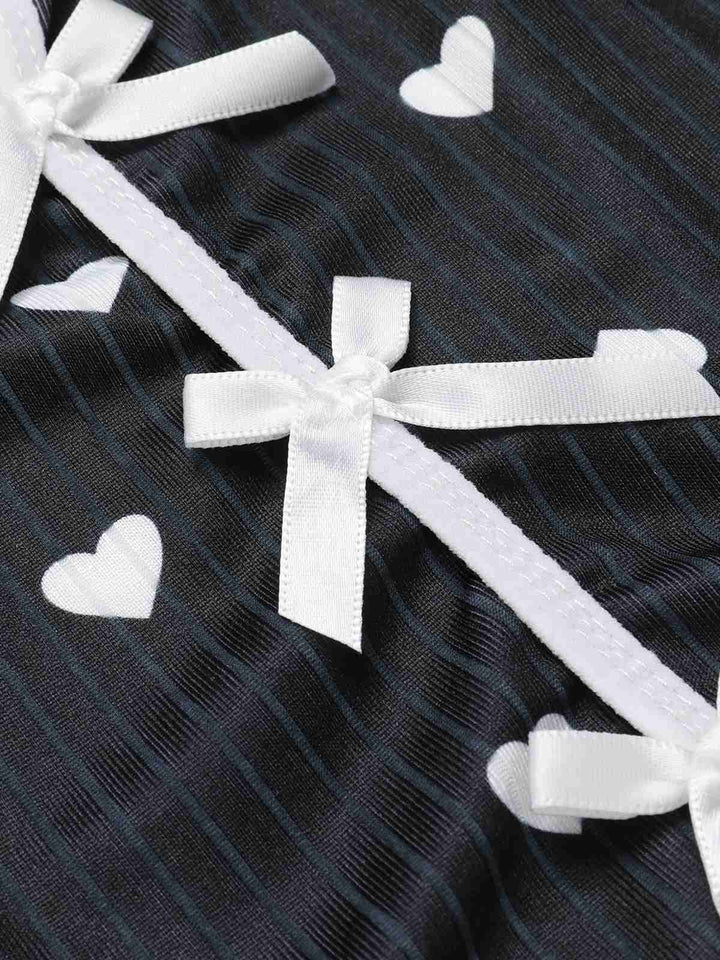 Heart Bow Spaghetti Strap Pajamas, vintage pajamas, retro nightwear - perfect for women who love vintage and retro fashion