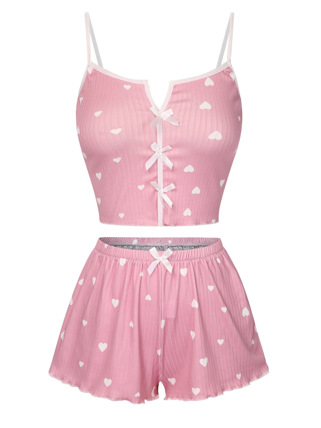 Heart Bow Spaghetti Strap Pajamas, vintage pajamas, retro nightwear - perfect for women who love vintage and retro fashion