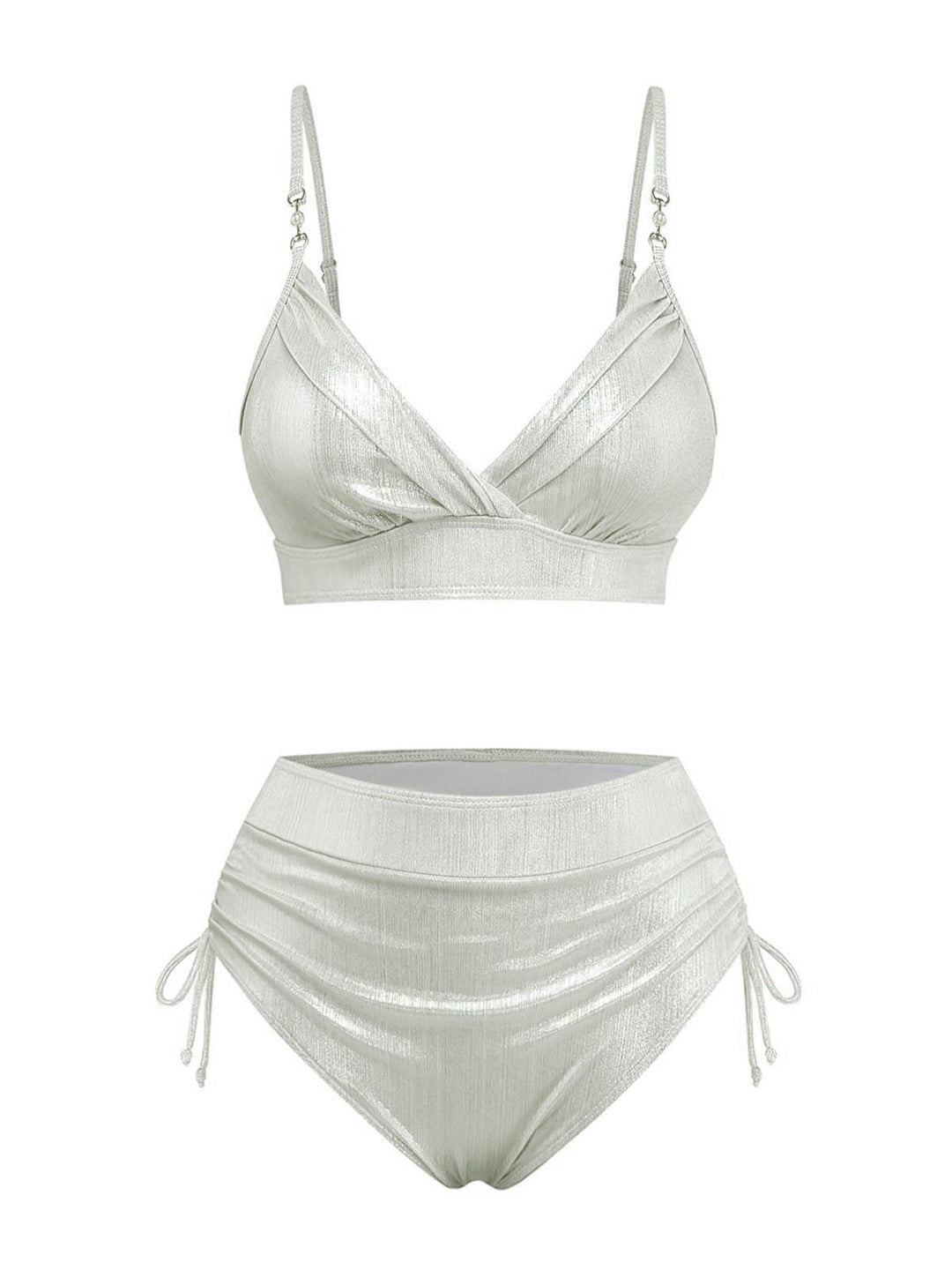 1970s High-Waist Metallic Shimmer Bikini Set - vintage fashion, retro style