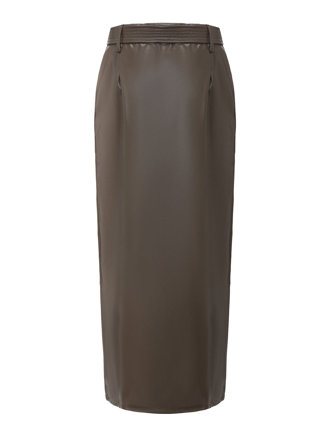 Belted PU Leather Vintage Maxi Skirt 5