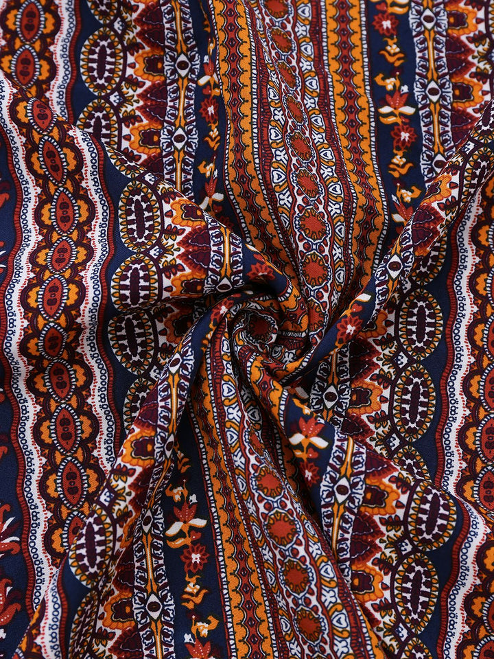 1970s Irregular Print Backless Boho Dress - vintage dress, retro fashion