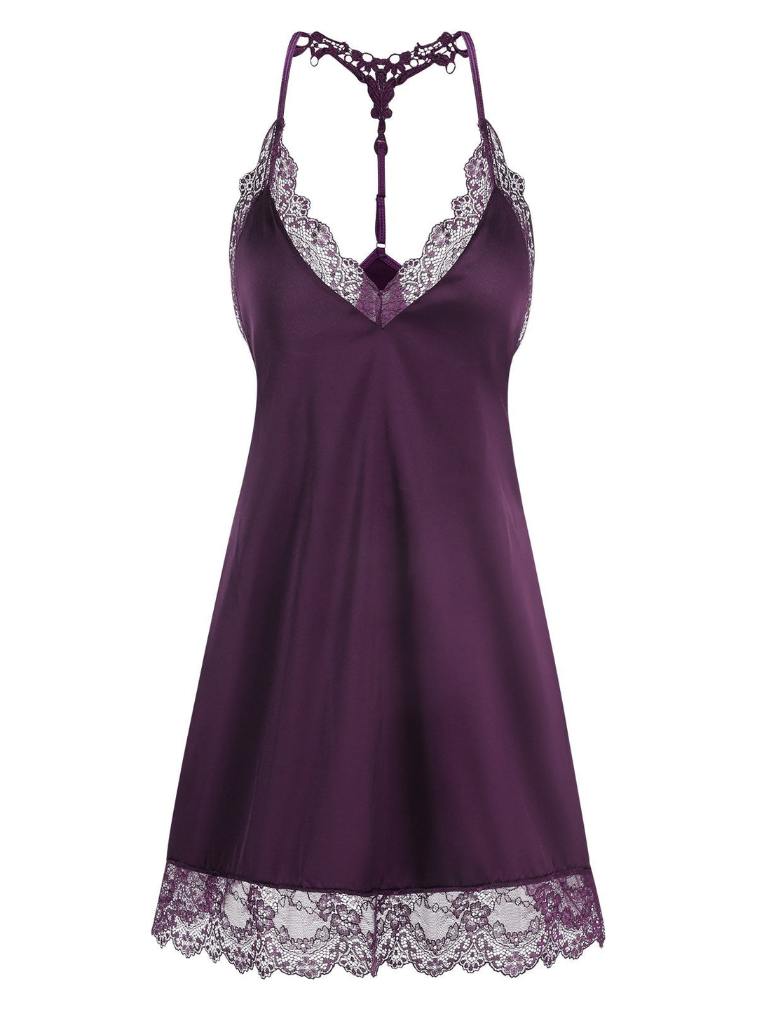 Lace Patchwork Spaghetti Straps Nightgown: where romance meets her modern spirit